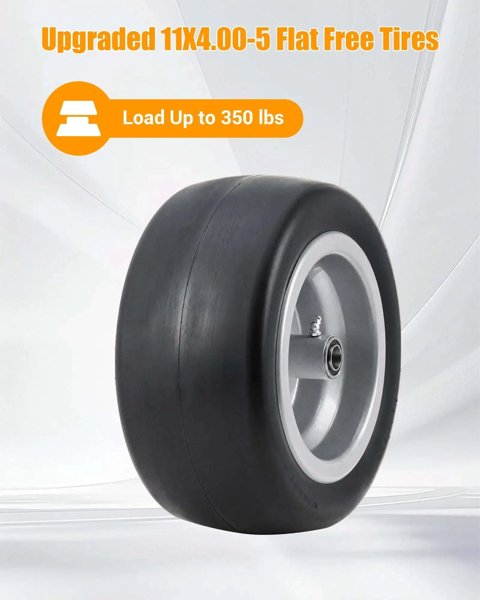 2 Pack Flat Free Zero Turn Mower Front Tires with Bearings-11x4.00-5 / United States
