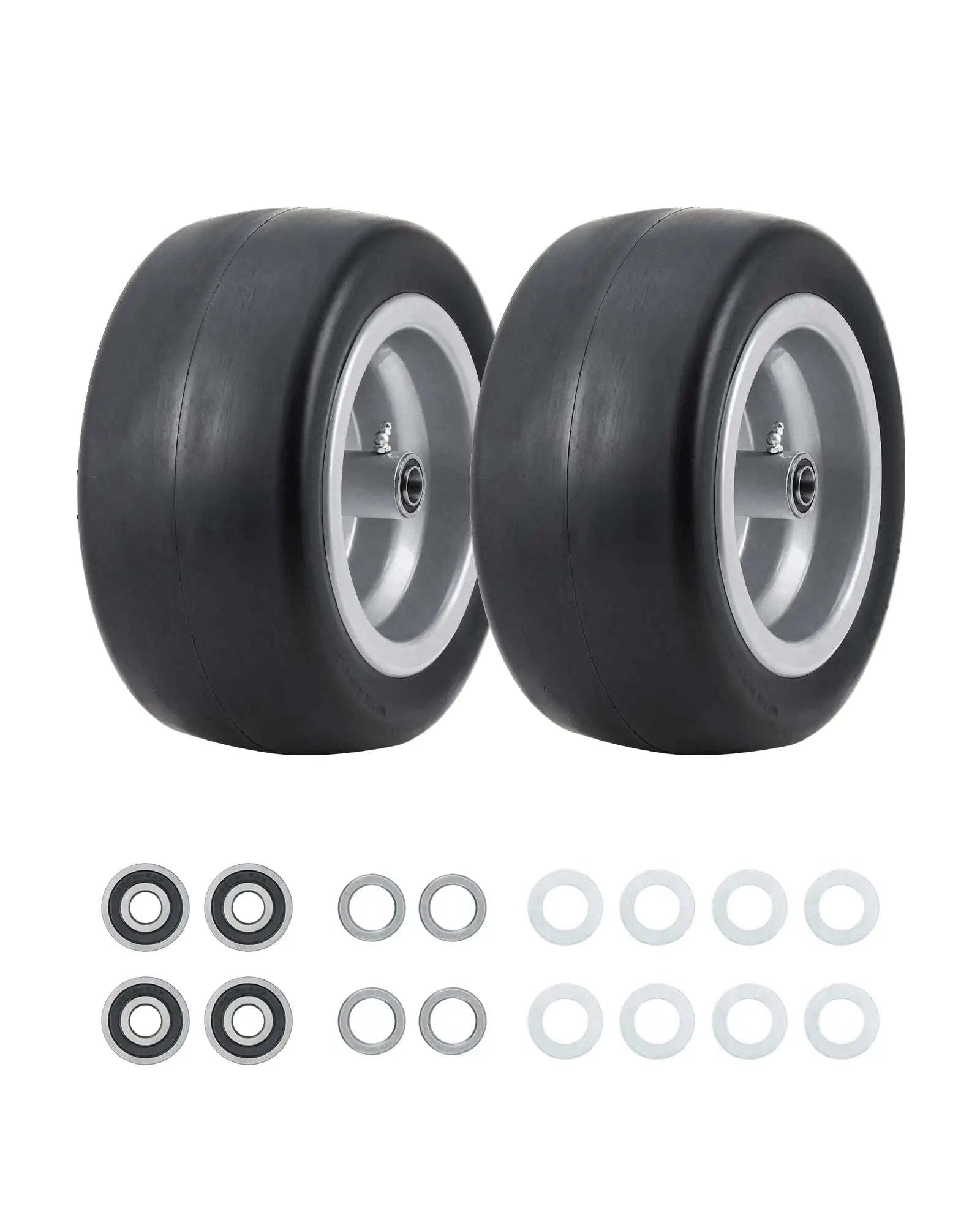 2 Pack Flat Free Zero Turn Mower Front Tires with Bearings-11x4.00-5 / United States