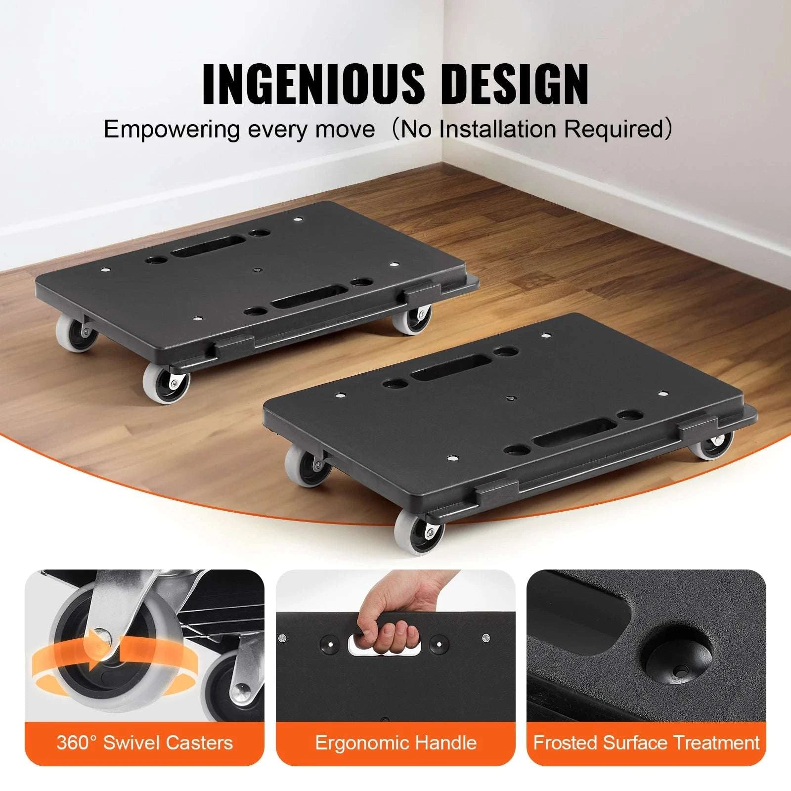 2 Pack Furniture Dolly Movers 500 lbs Each with Wheels-500lbs Each Count / United States