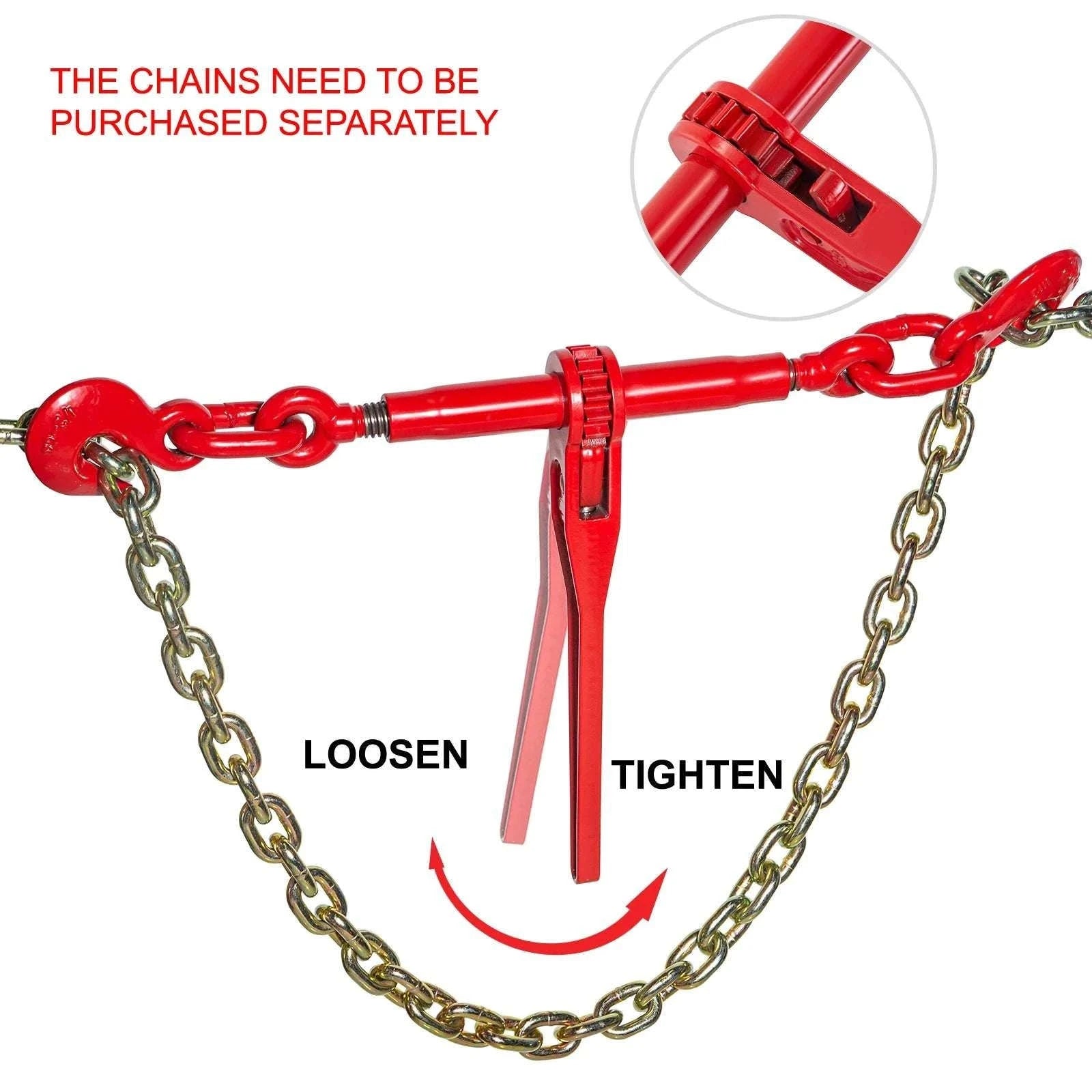 2 Pack Ratchet Chain Load Binder 3/8–1/2 in, 9215 lb Capacity-france