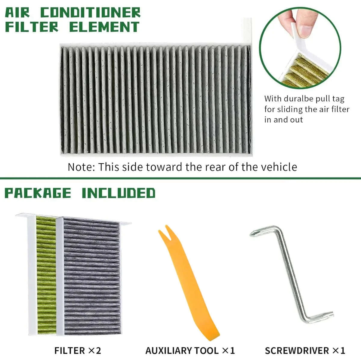2-Pack Tesla Cabin Air Filter with Activated Carbon-2PCS and Tools / Model 3 Y / Tesla