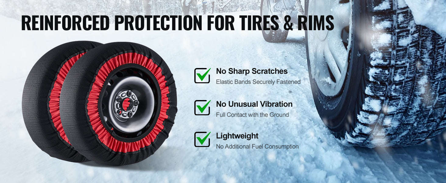 2-Pack Thickened XL Snow Socks for Tires with Elastic Strap-XL / United States