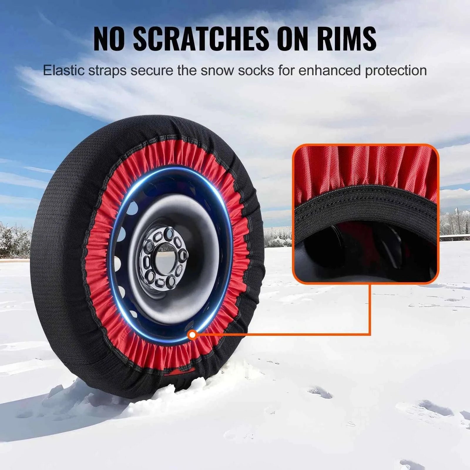 2-Pack Thickened XL Snow Socks for Tires with Elastic Strap-XL / United States