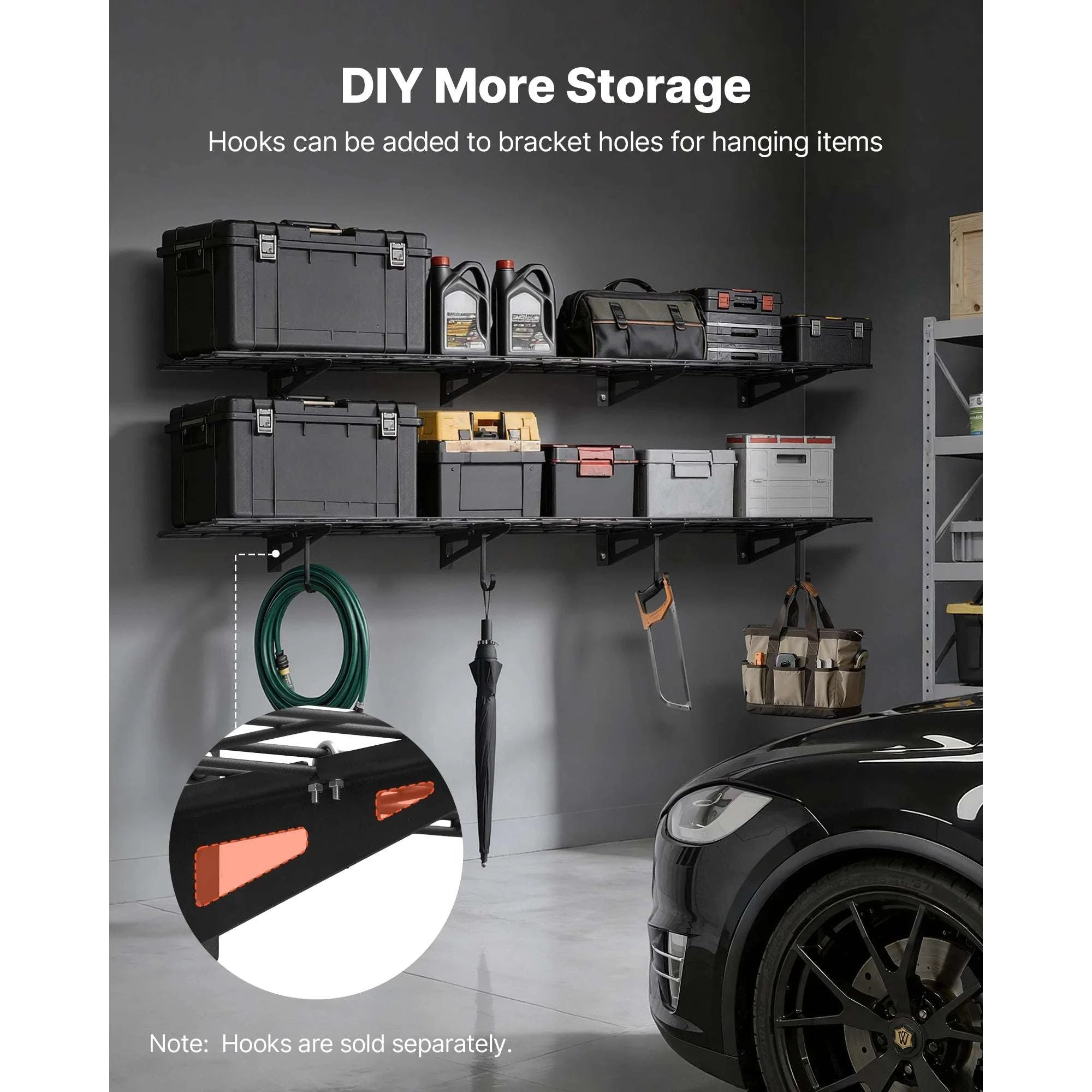 2-Pack Wall Mounted Garage Shelves 12x72 in Heavy Duty Steel 600 lbs Total-12x72inch / United States