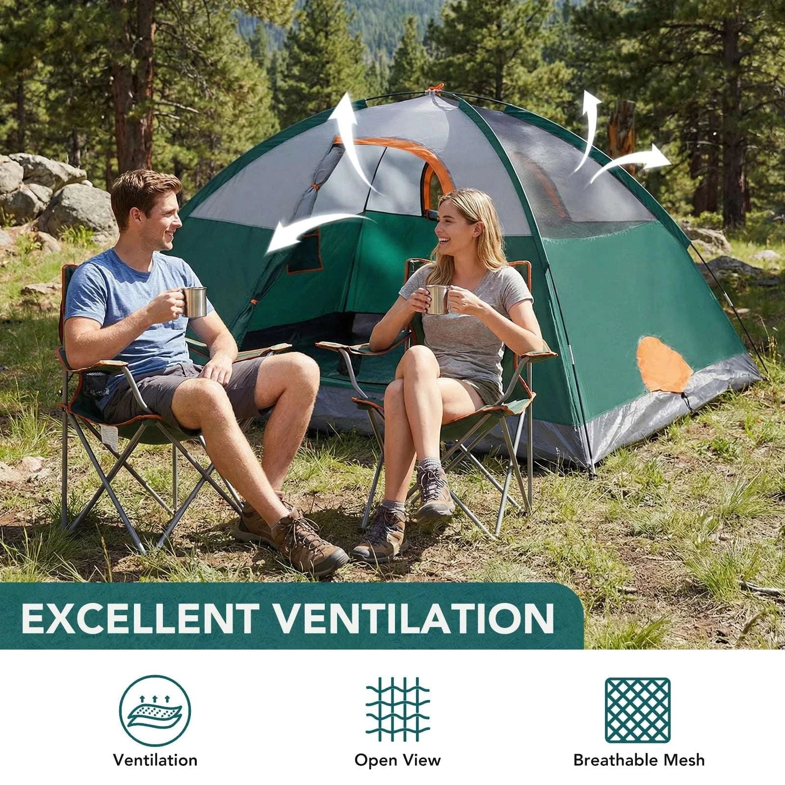 2 Person Camping Tent Waterproof Windproof Easy Setup Cabin Tent-Blue / United States