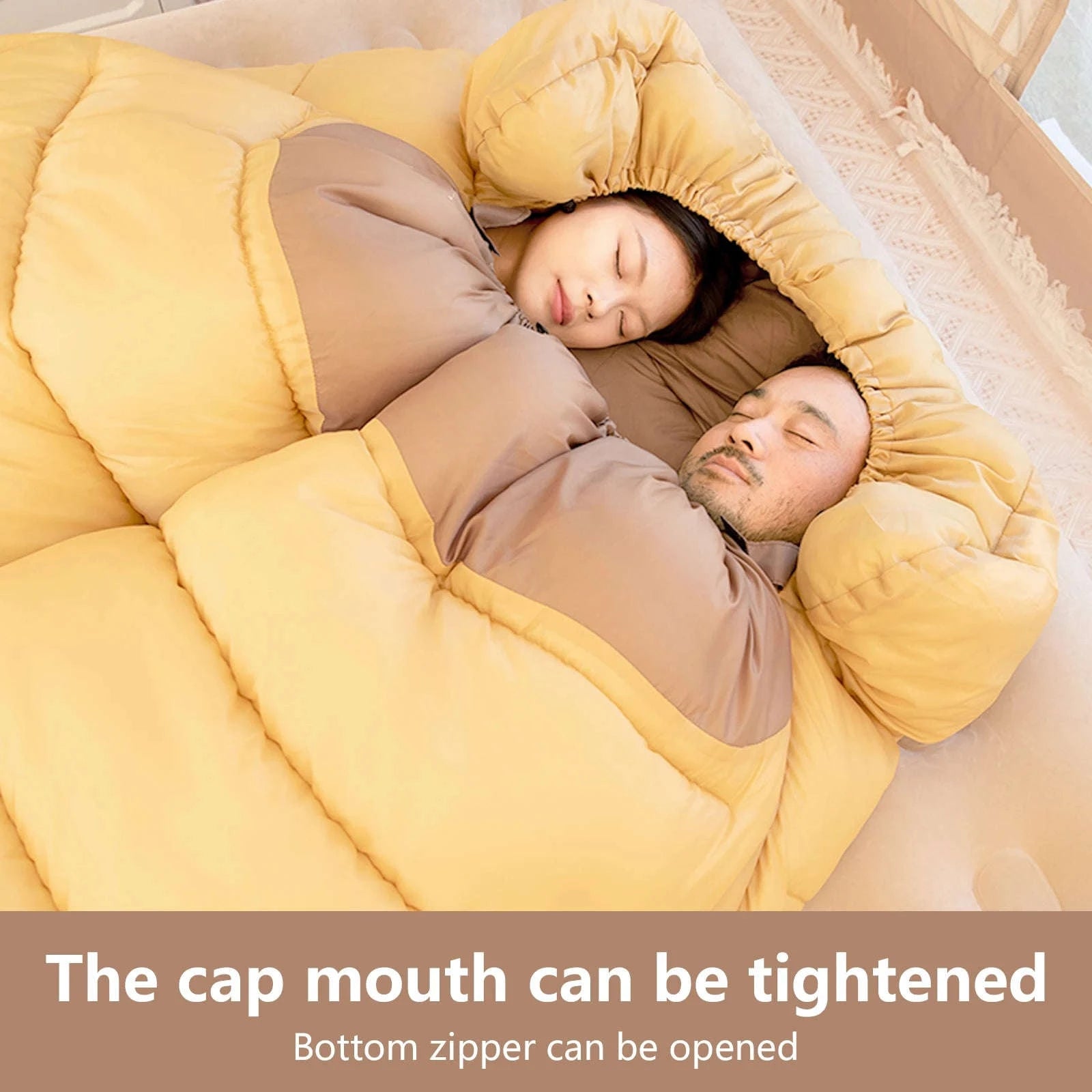 2 Person Sleeping Bag for Camping and Travel-Yellow 2.2kg