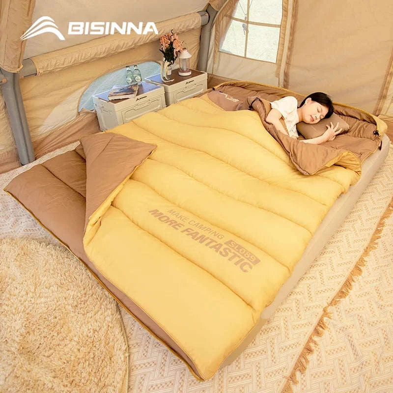 2 Person Sleeping Bag for Camping and Travel-Yellow 2.2kg