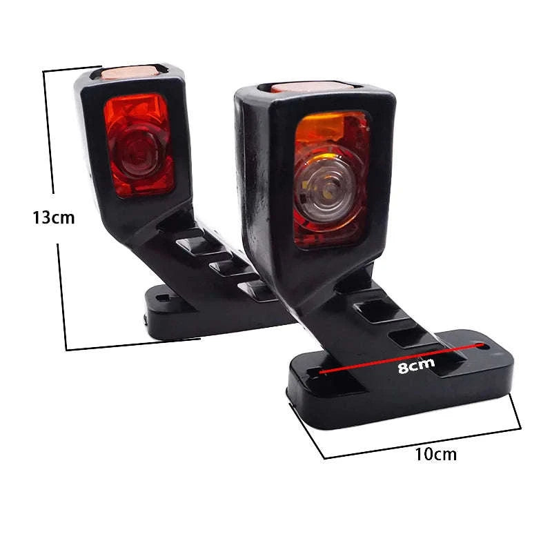2-Piece 3-Face LED Side Marker Light 12/24V for Trailer Truck Van-2x small long 85mm