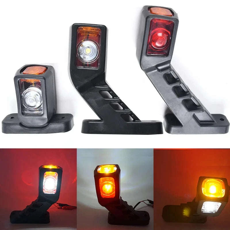 2-Piece 3-Face LED Side Marker Light 12/24V for Trailer Truck Van-2x small long 85mm
