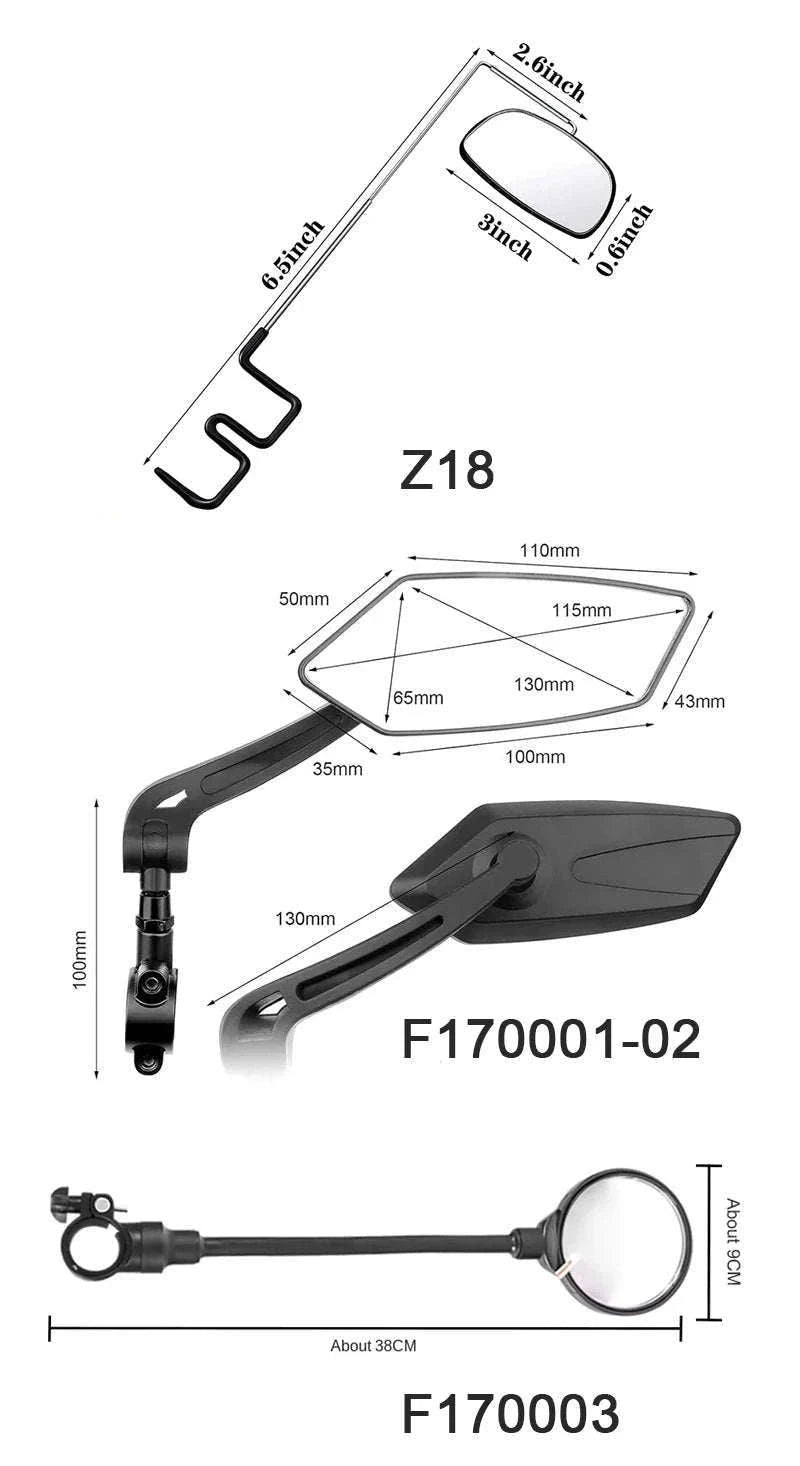 2-Piece 360° Bicycle Rearview Mirror Set for Safer Rides-2 Pcs 5.7 cm