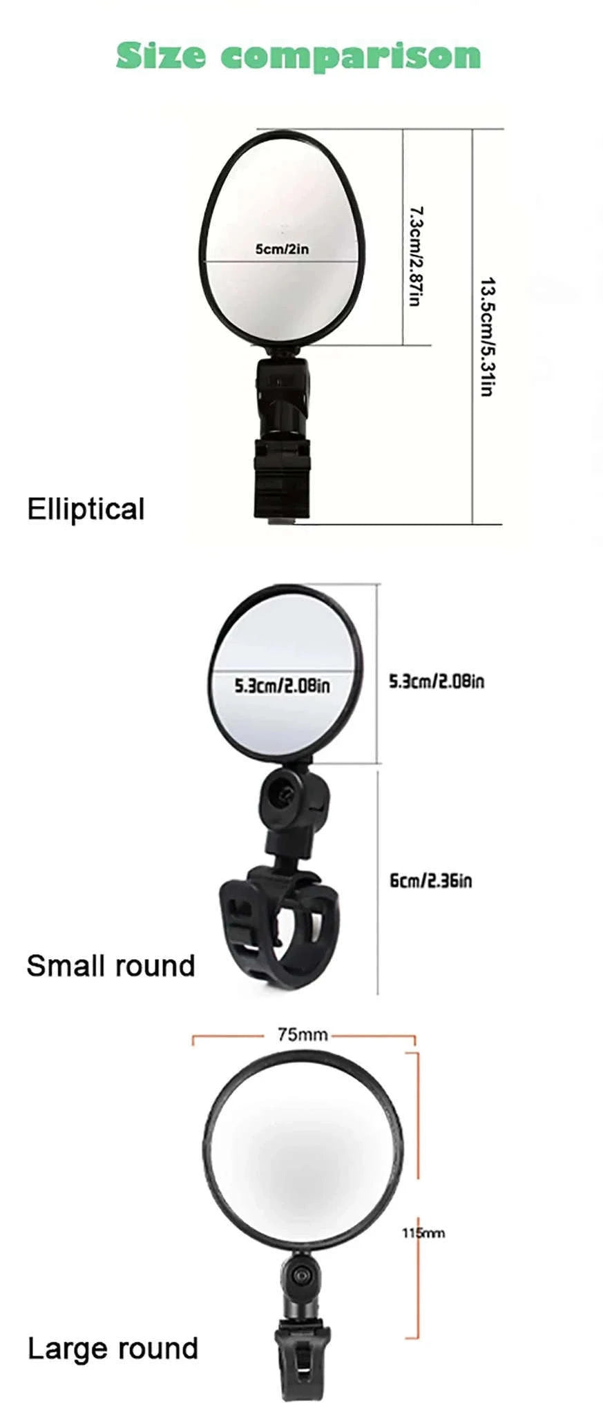 2-Piece 360° Bicycle Rearview Mirror Set for Safer Rides-2 Pcs 5.7 cm