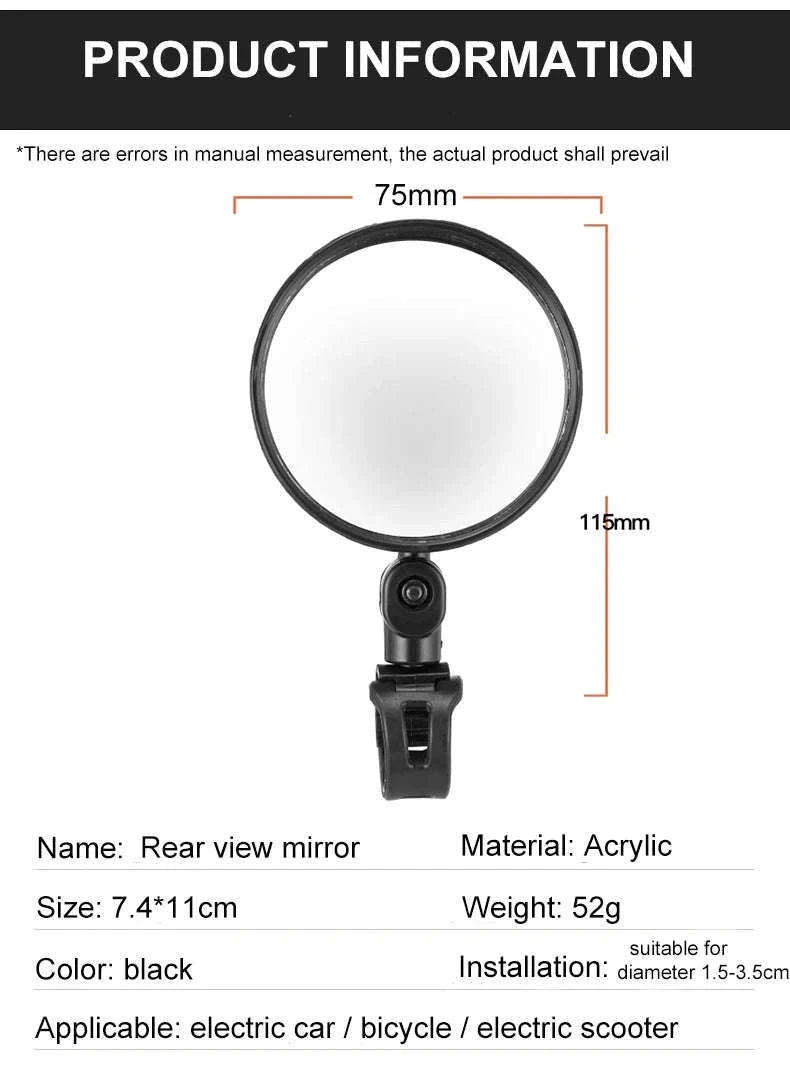 2-Piece 360° Bicycle Rearview Mirror Set for Safer Rides-2 Pcs 5.7 cm