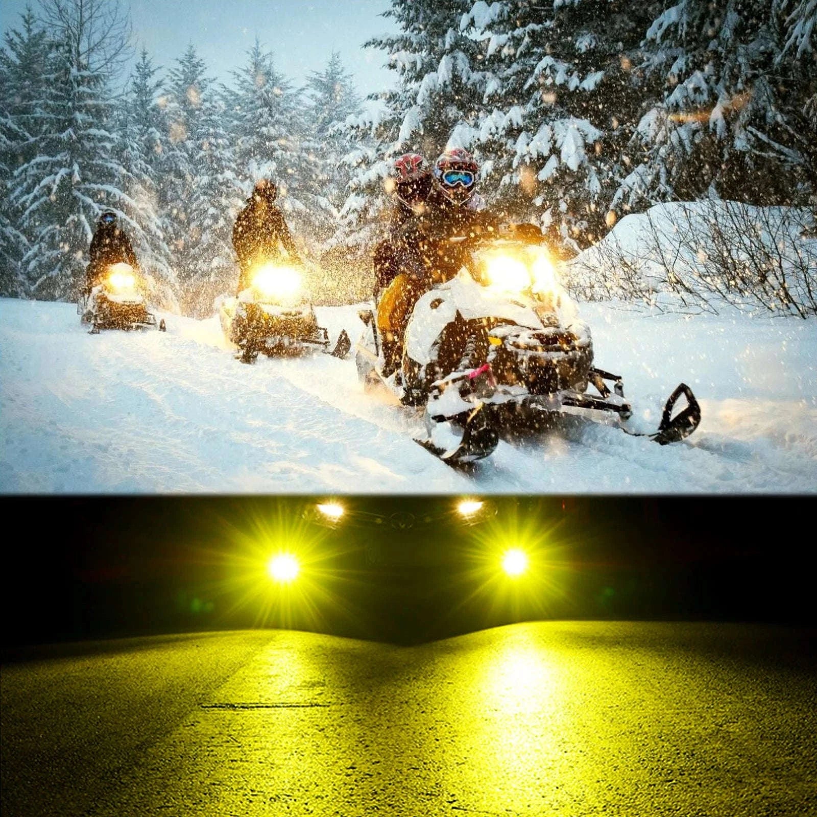 2-Piece 4 Inch LED Work Light Set for 12V/24V Vehicles-4 inch Flood-yellow