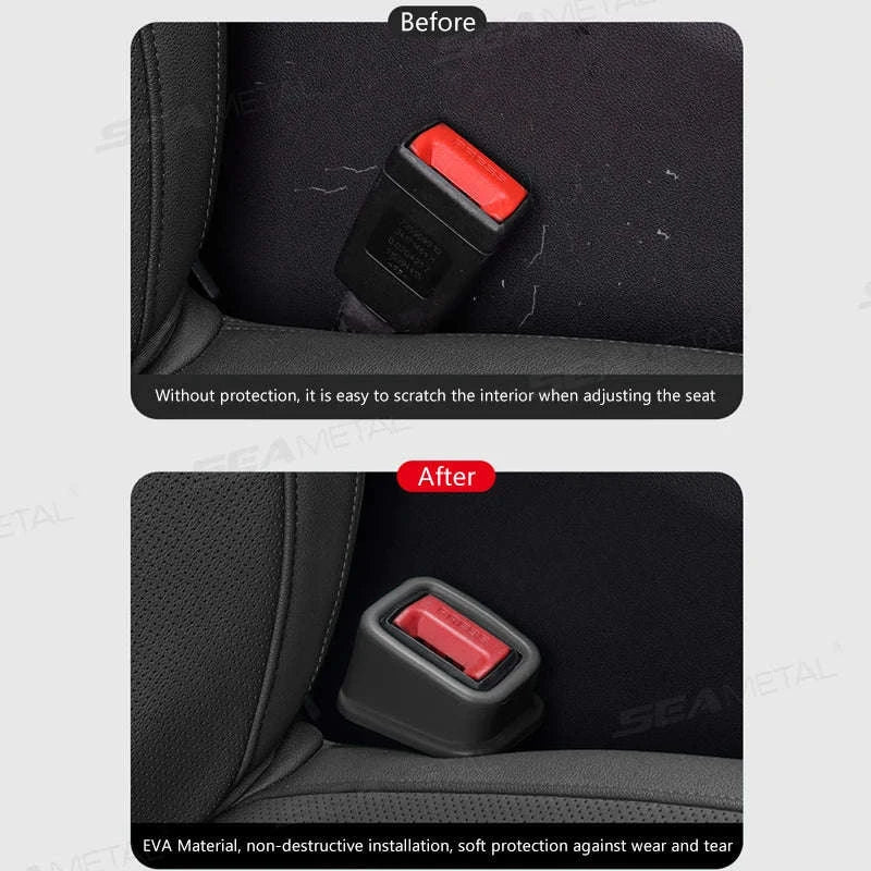 2-Piece Car Seat Belt Buckle Cover-Brown