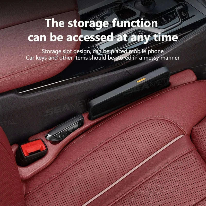 2-Piece Car Seat Gap Filler Organizer with Storage Slot-Beige 2pcs