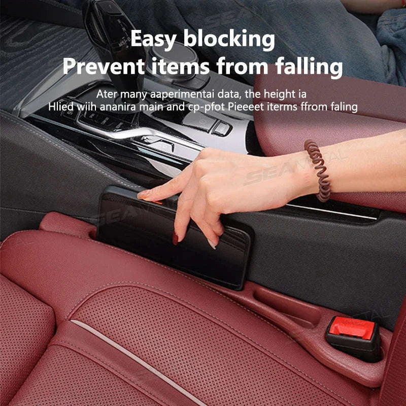 2-Piece Car Seat Gap Filler Organizer with Storage Slot-Beige 2pcs