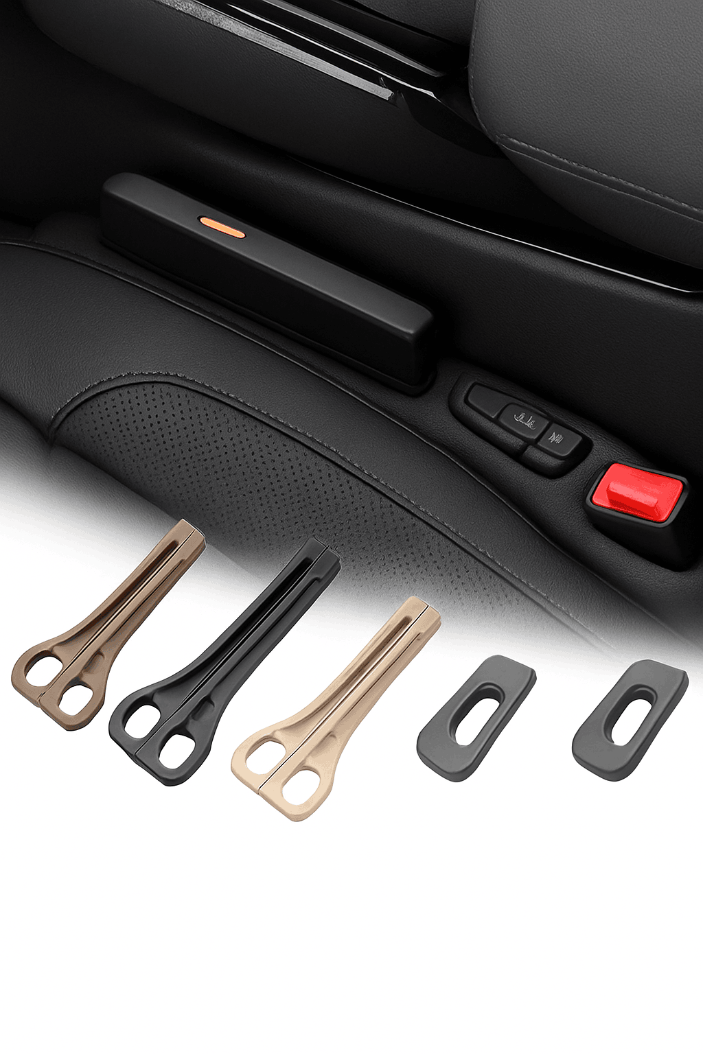 2-Piece Car Seat Gap Filler Organizer with Storage Slot-Beige 2pcs