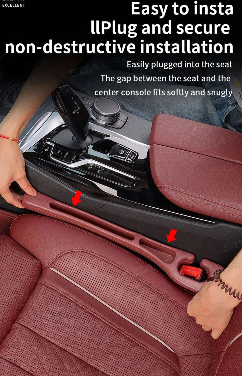 2-Piece Car Seat Gap Filler Organizer with Storage Slot-Beige 2pcs