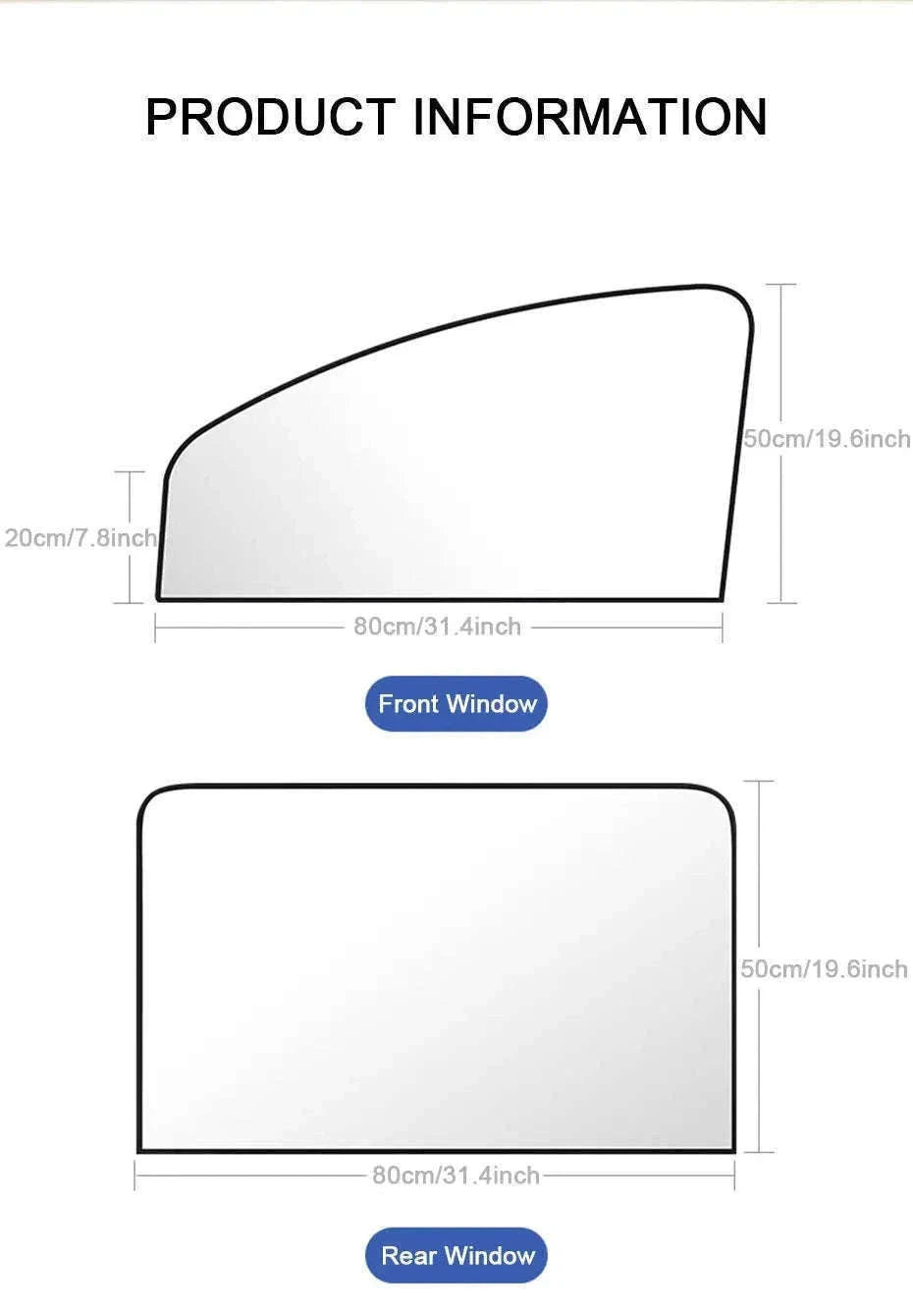 2-Piece Car Side Window Sun Shade Curtain-Back 2pcs