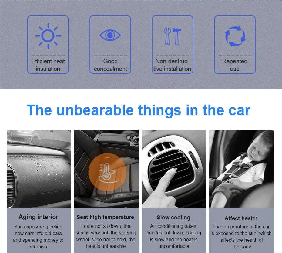 2-Piece Car Side Window Sun Shade Film-63CM