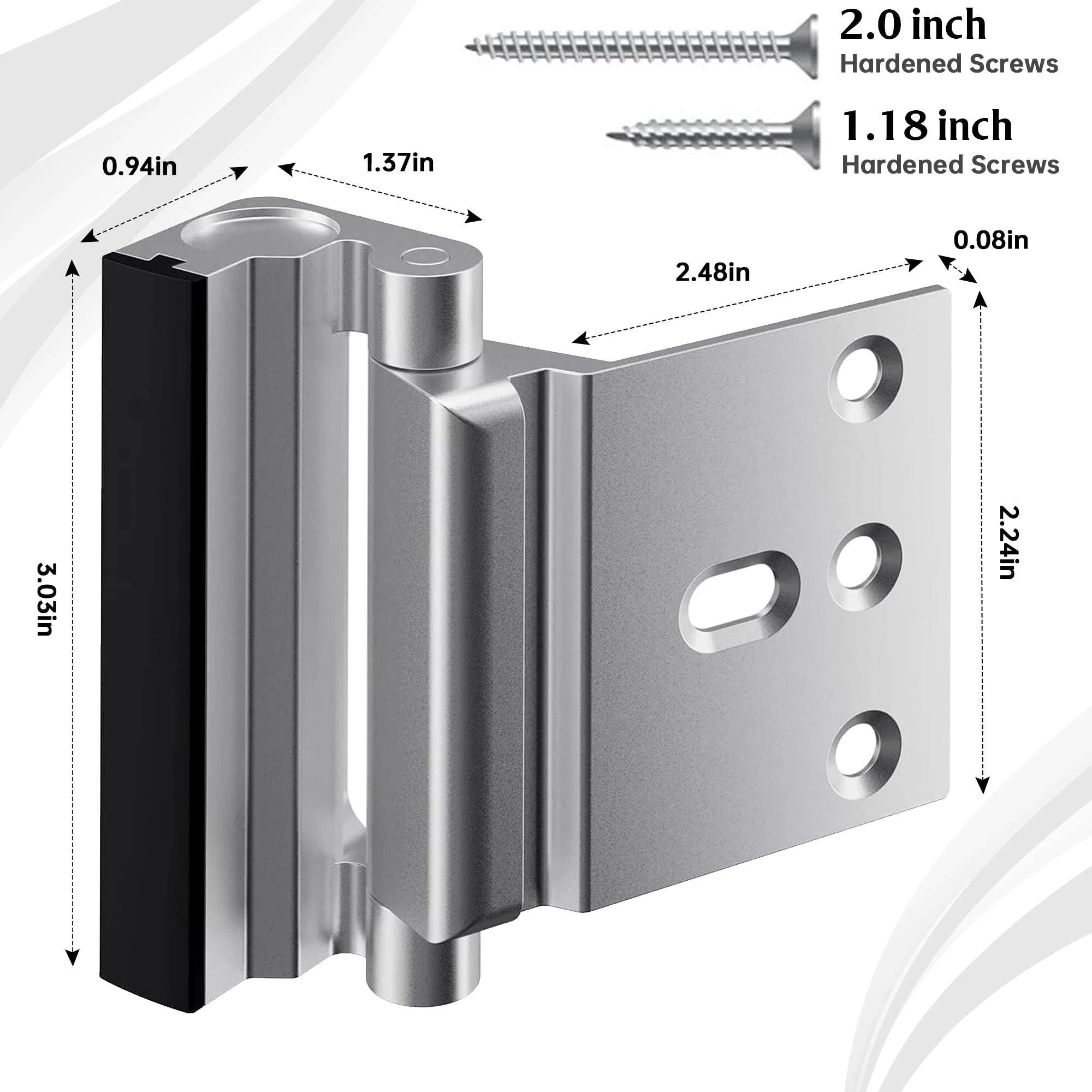 2-Piece Home Security Door Lock Reinforcement Latch, 800lbs-United States