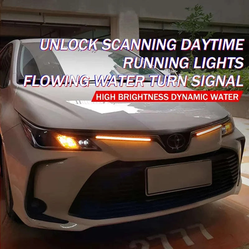 2-Piece LED Car Daytime Running Light Strip 12V-34.5CM / WhiteYellowBlue