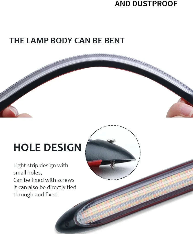 2-Piece LED Car Daytime Running Light Strip 12V-34.5CM / WhiteYellowBlue