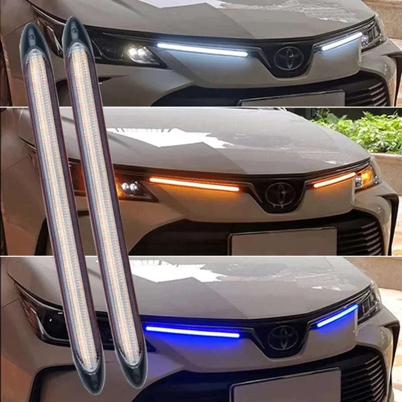 2-Piece LED Car Daytime Running Light Strip 12V-34.5CM / WhiteYellowBlue