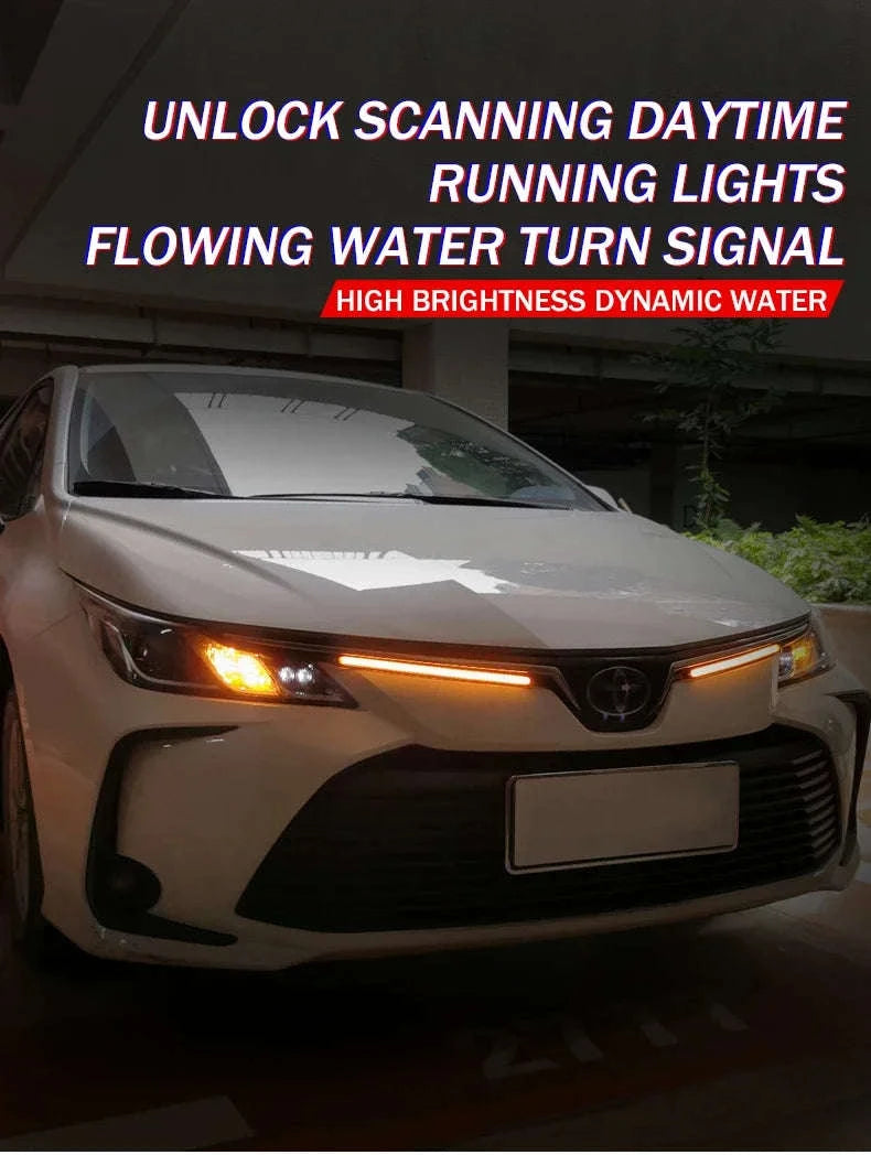 2-Piece LED Car Daytime Running Light Strip 12V-34.5CM / WhiteYellowBlue