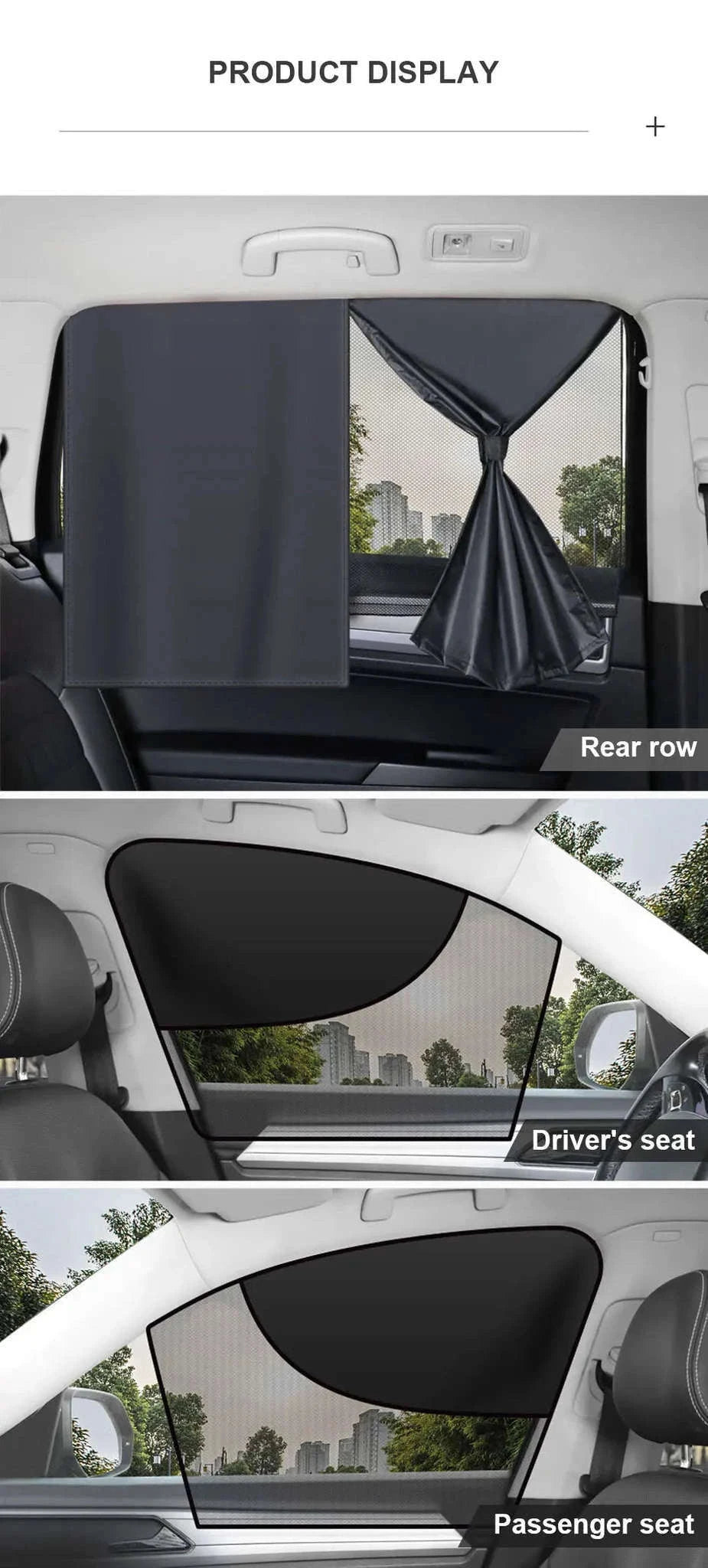 2-Piece Magnetic Double-Layer Car Side Window Sun Shade Curtain-Back 2pcs