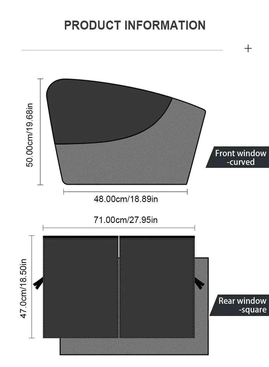 2-Piece Magnetic Double-Layer Car Side Window Sun Shade Curtain-Back 2pcs