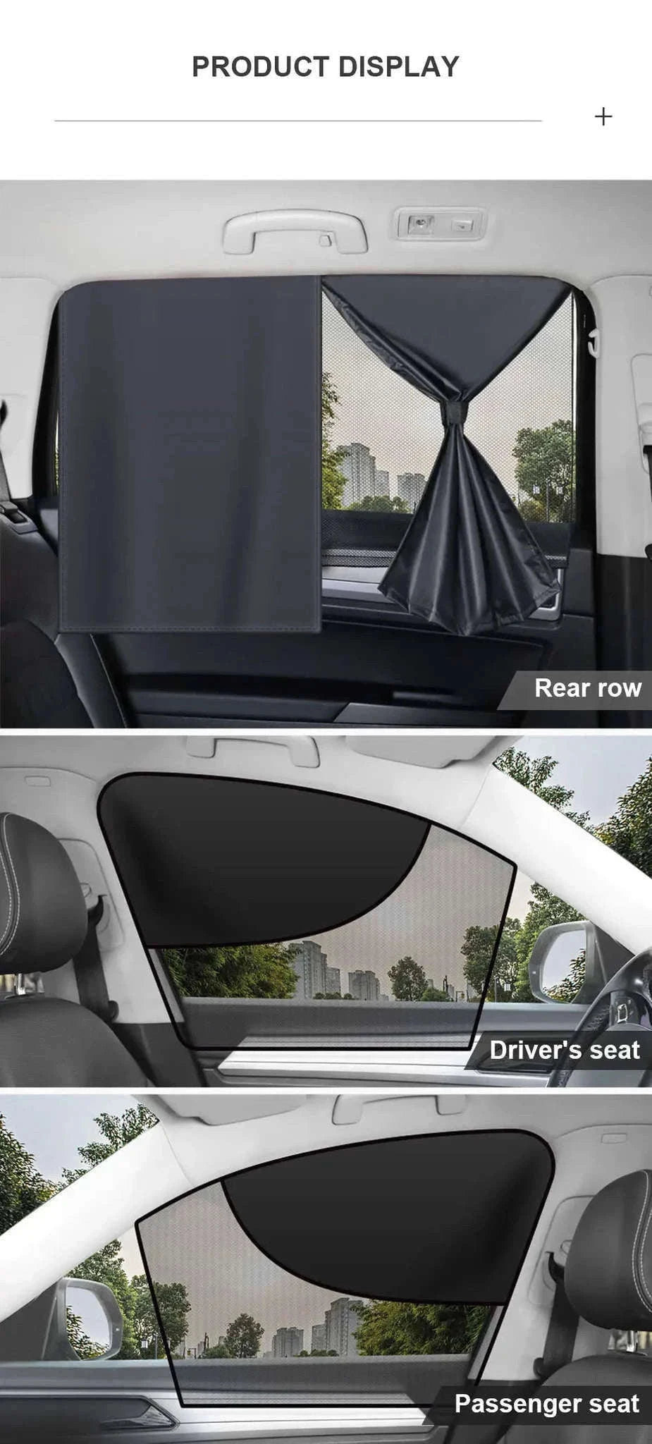 2-Piece Magnetic Double-Layer Car Side Window Sun Shade Curtain-Back 2pcs