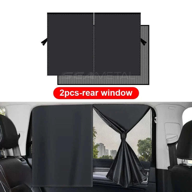 2-Piece Magnetic Double-Layer Car Side Window Sun Shade Curtain-Back 2pcs