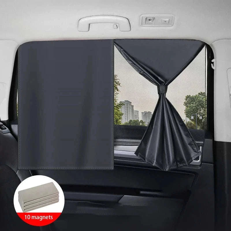 2-Piece Magnetic Double-Layer Car Side Window Sun Shade Curtain-Back 2pcs