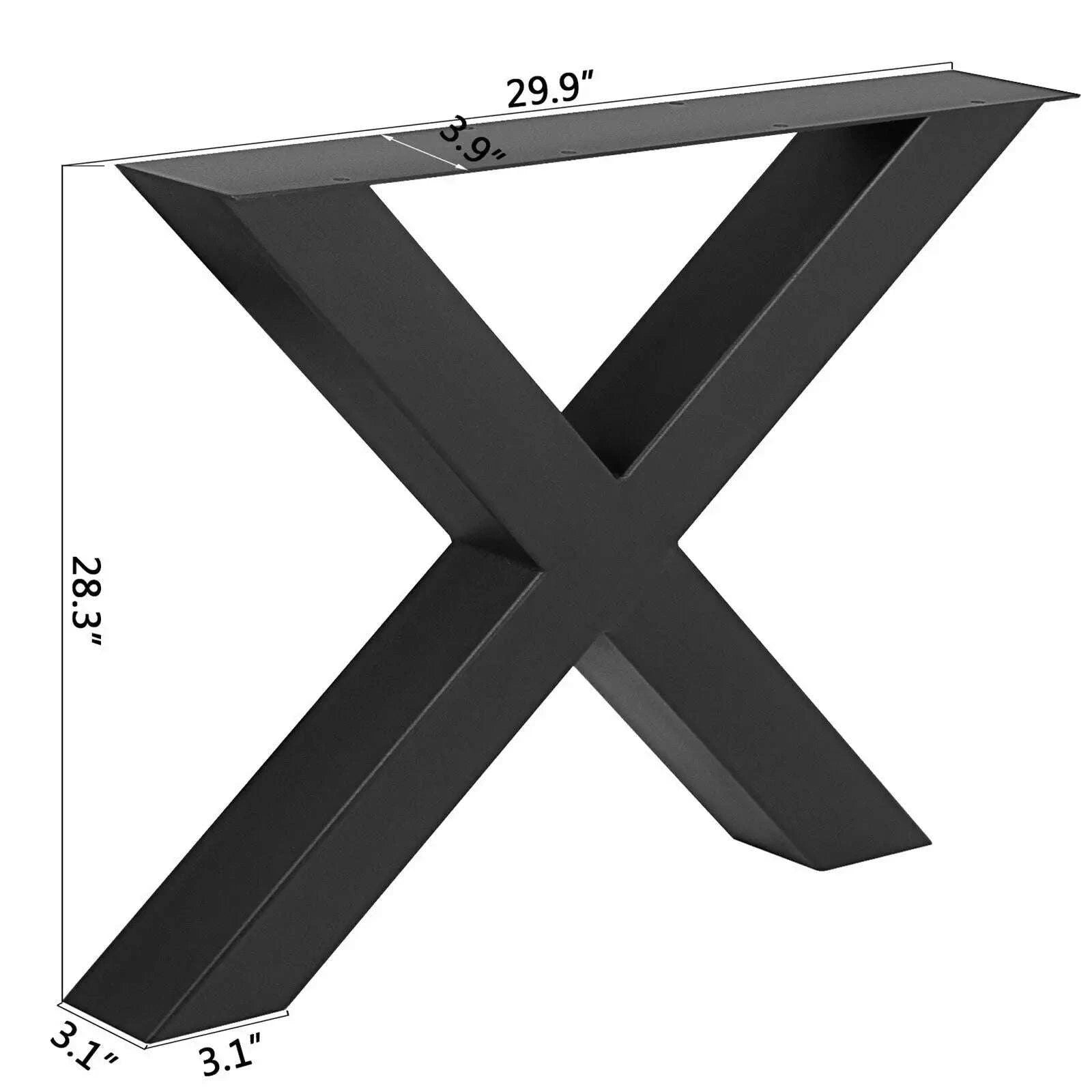 2-Piece Metal Table Legs Steel X-Shape 1000kg Load with Pre-Drilled Holes-720x600MM black / United Kingdom
