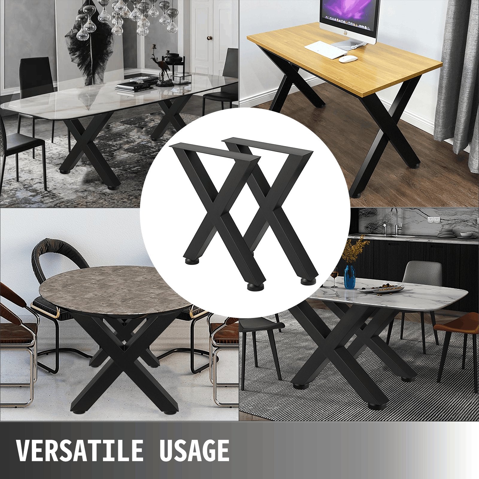 2-Piece Metal Table Legs Steel X-Shape 1000kg Load with Pre-Drilled Holes-720x600MM black / United Kingdom