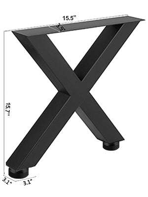 2-Piece Metal Table Legs Steel X-Shape 1000kg Load with Pre-Drilled Holes-720x600MM black / United Kingdom