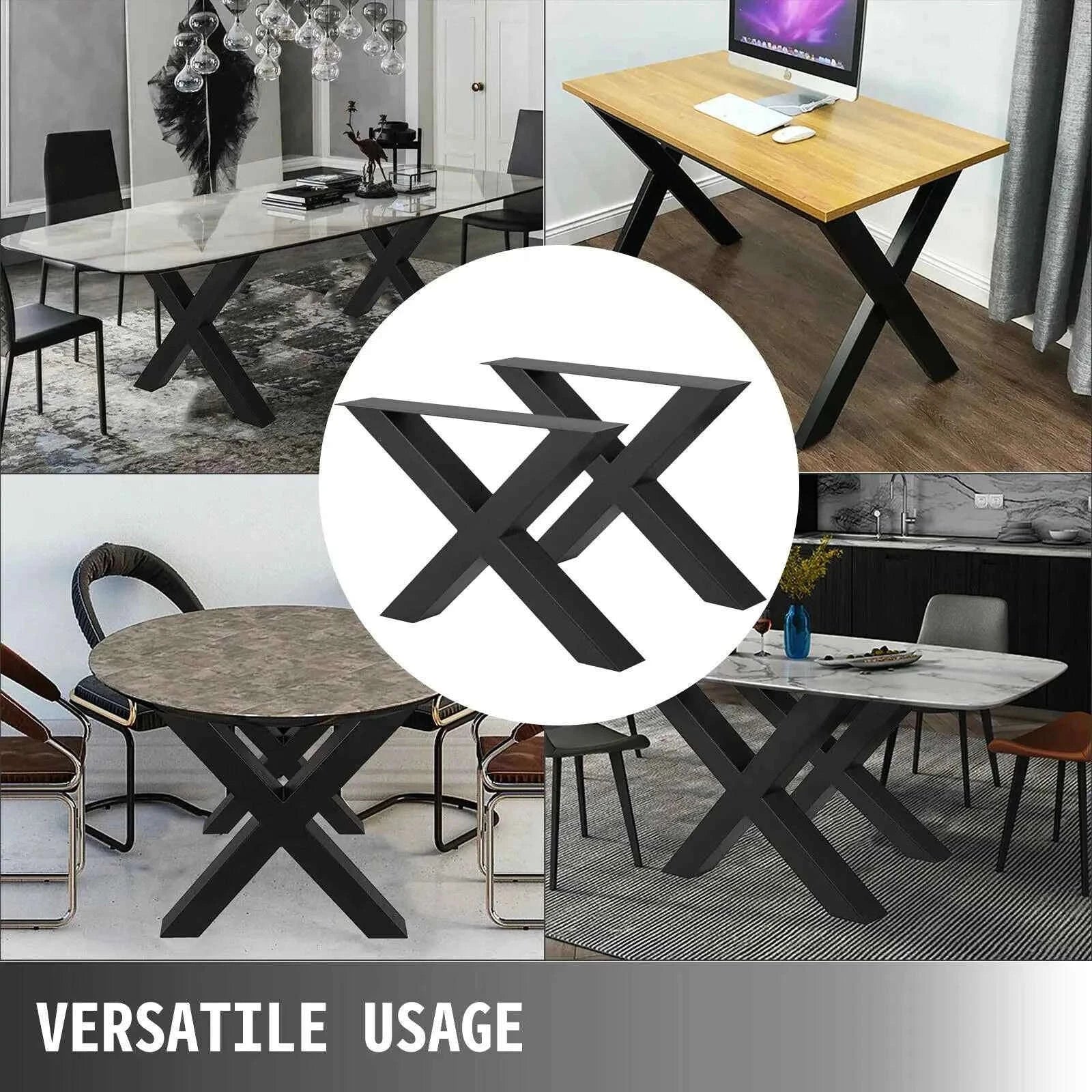2-Piece Metal Table Legs Steel X-Shape 1000kg Load with Pre-Drilled Holes-720x600MM black / United Kingdom