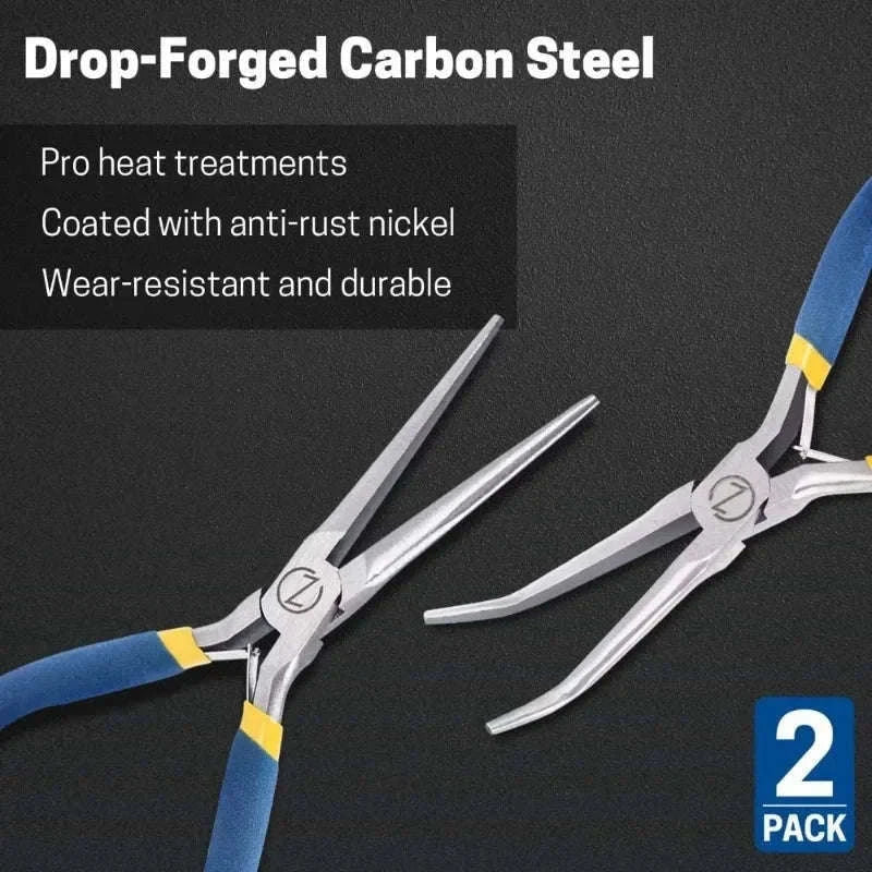2-Piece Mini Needle Nose Pliers Set with Comfort Grip-Default Title