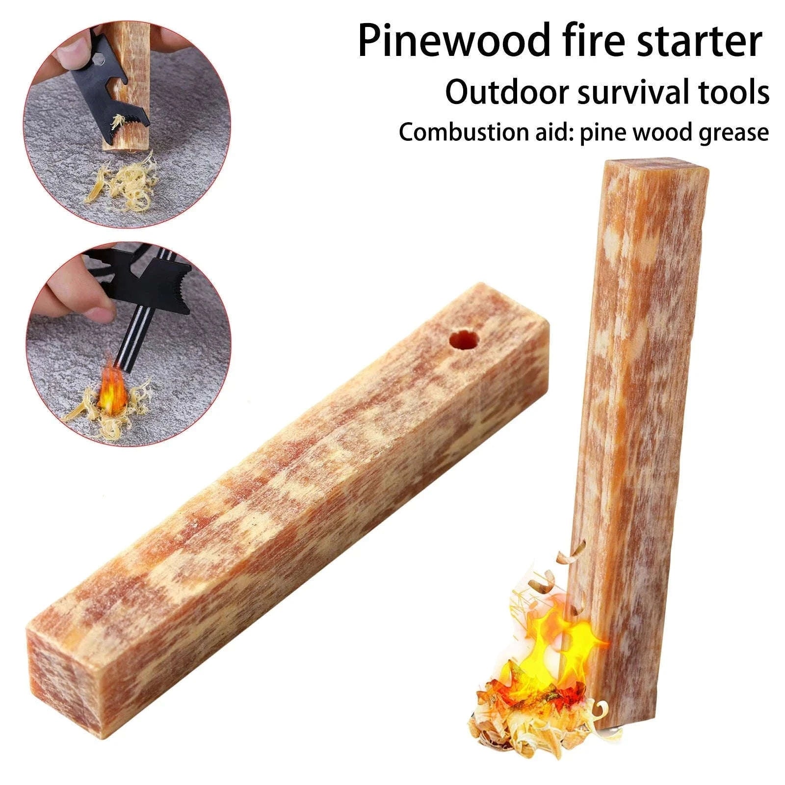 2-Piece Pure Natural Pine Wood Fire Starter Matches-2 Pcs