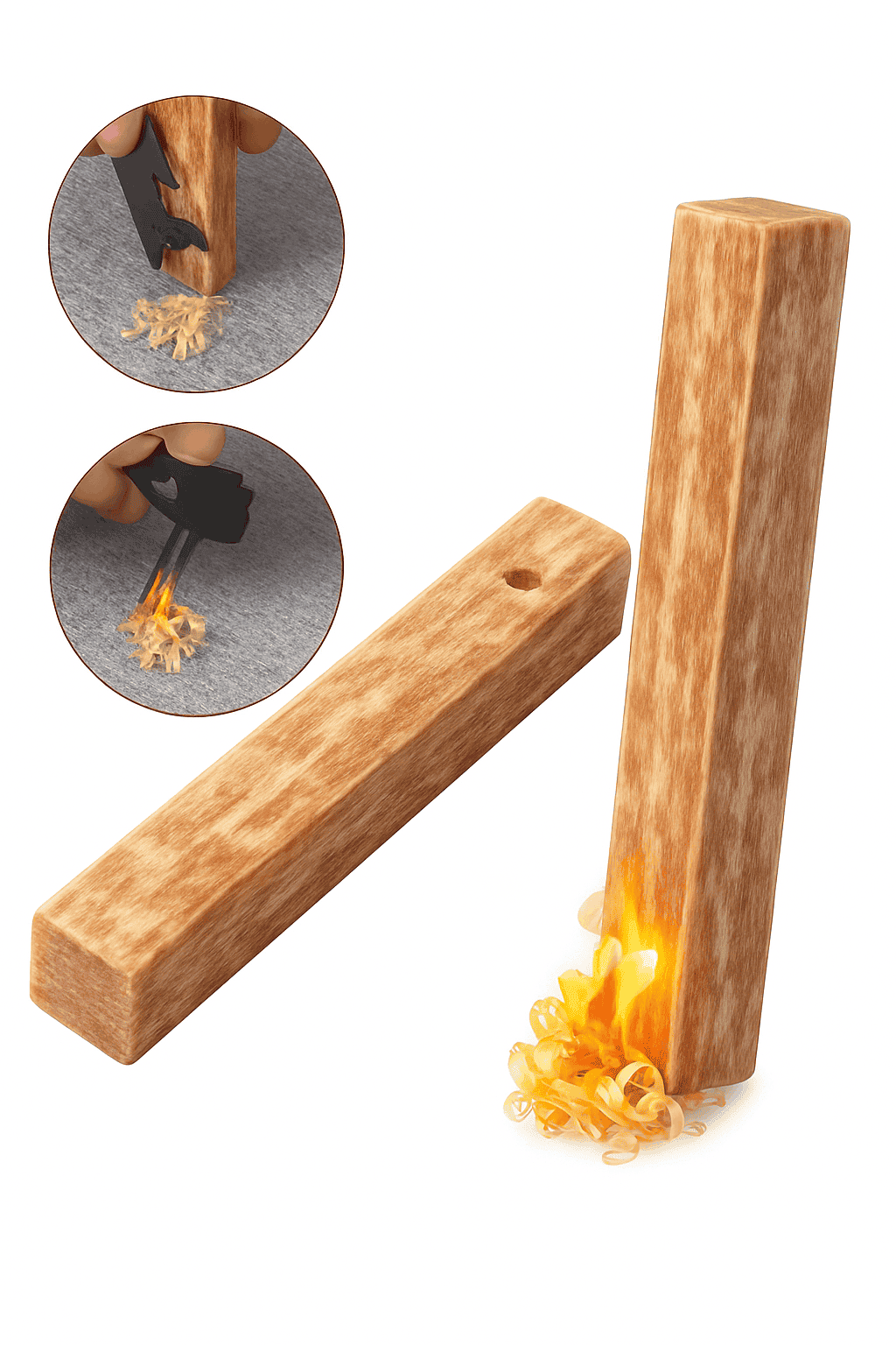 2-Piece Pure Natural Pine Wood Fire Starter Matches-2 Pcs
