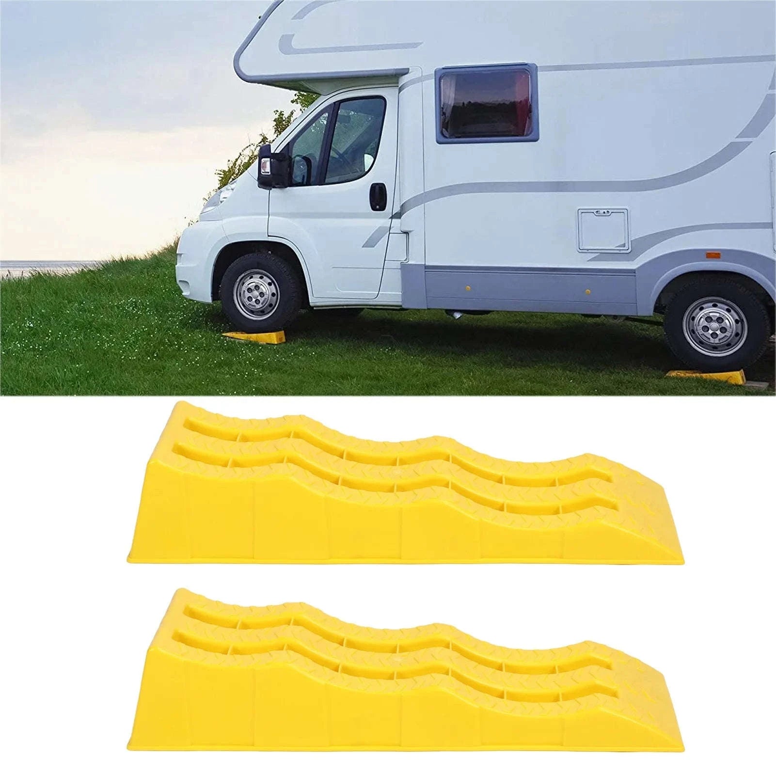 2-Piece RV Leveling Ramps 3-Stage Heavy Duty Wheel Pads-2pcs