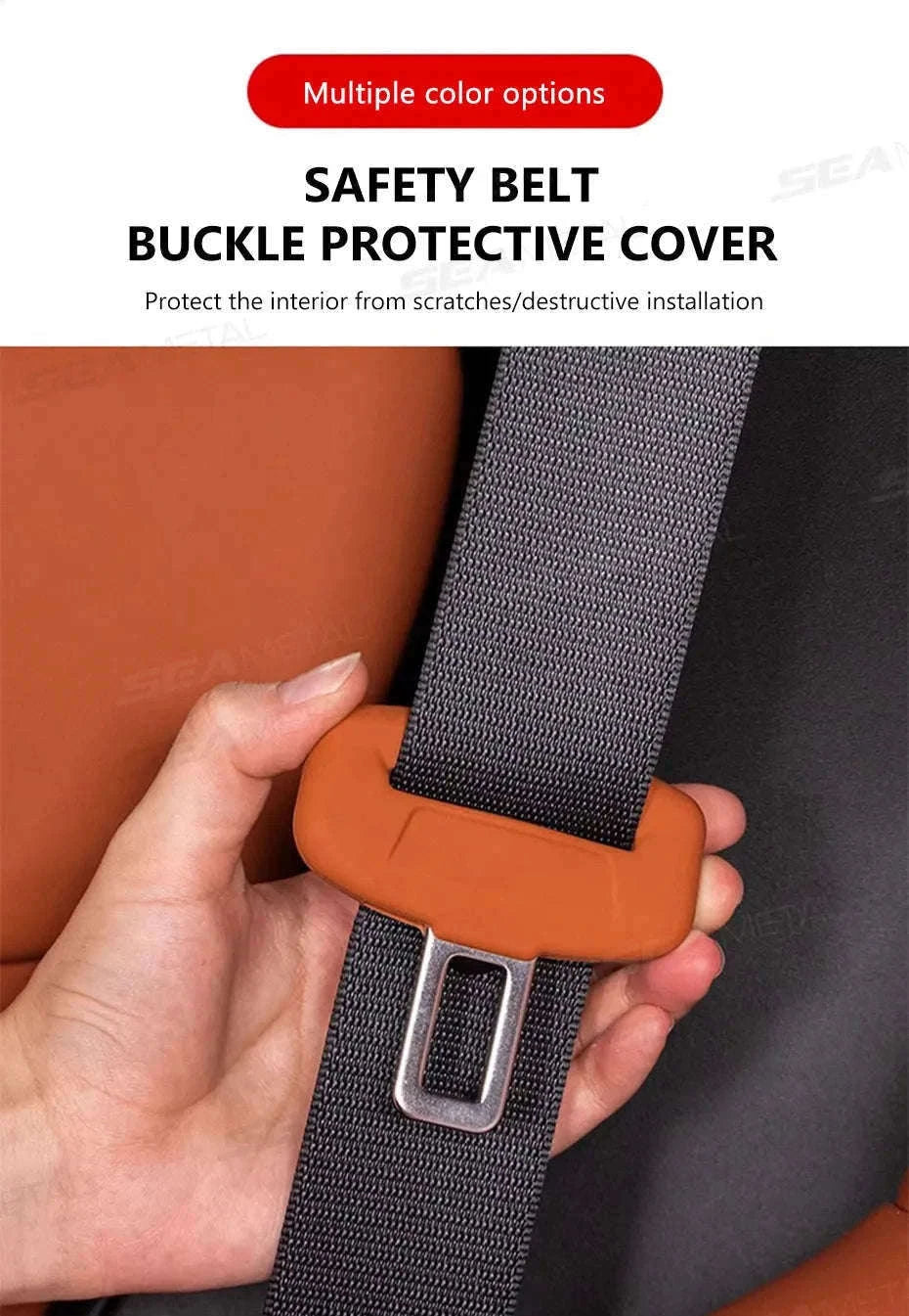 2-Piece Seat Belt Buckle Protector Rubber Cover-Brown 2pcs