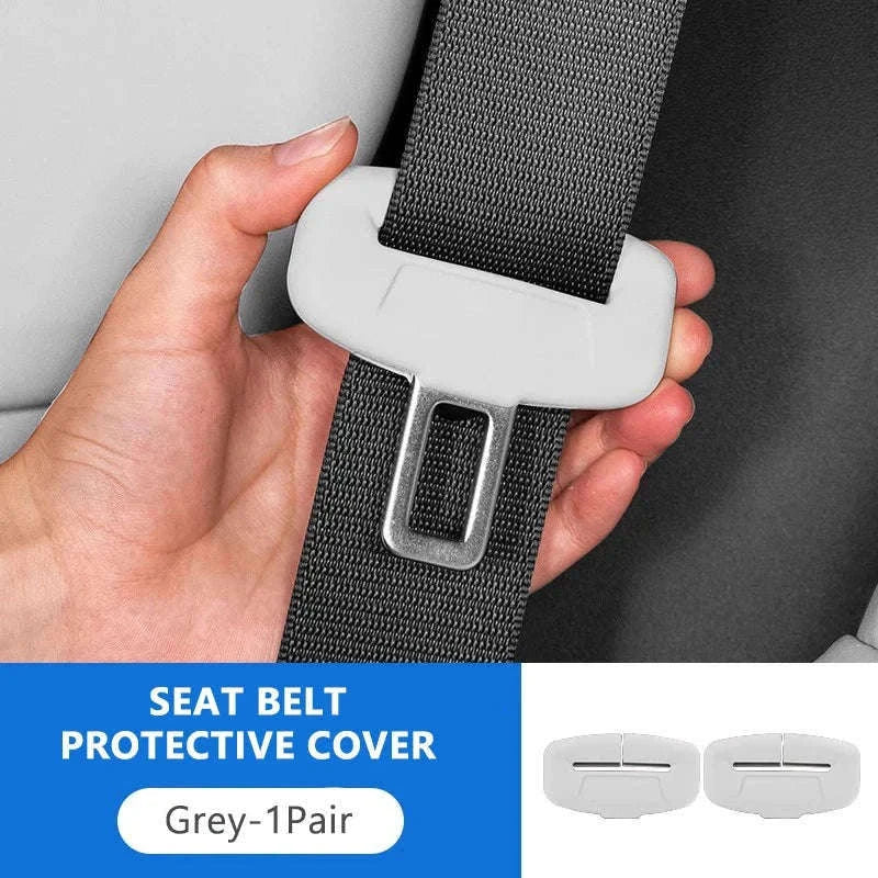 2-Piece Seat Belt Buckle Protector Rubber Cover-Brown 2pcs