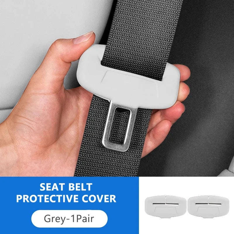 2-Piece Seat Belt Buckle Protector Rubber Cover-Brown 2pcs