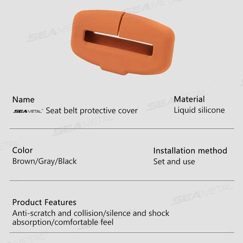 2-Piece Seat Belt Buckle Protector Rubber Cover-Brown 2pcs