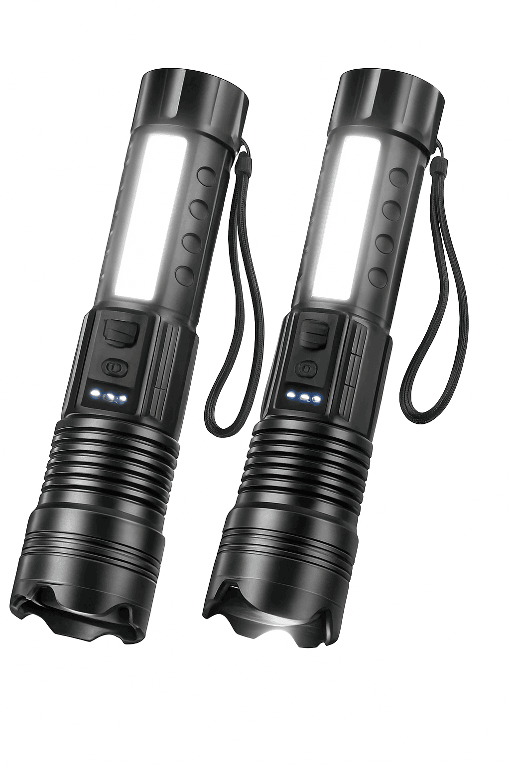 2 Piece Tactical Flashlight USB C Rechargeable 7 Modes-2pcs / United States / WHITE|black|18650 Lithium Battery