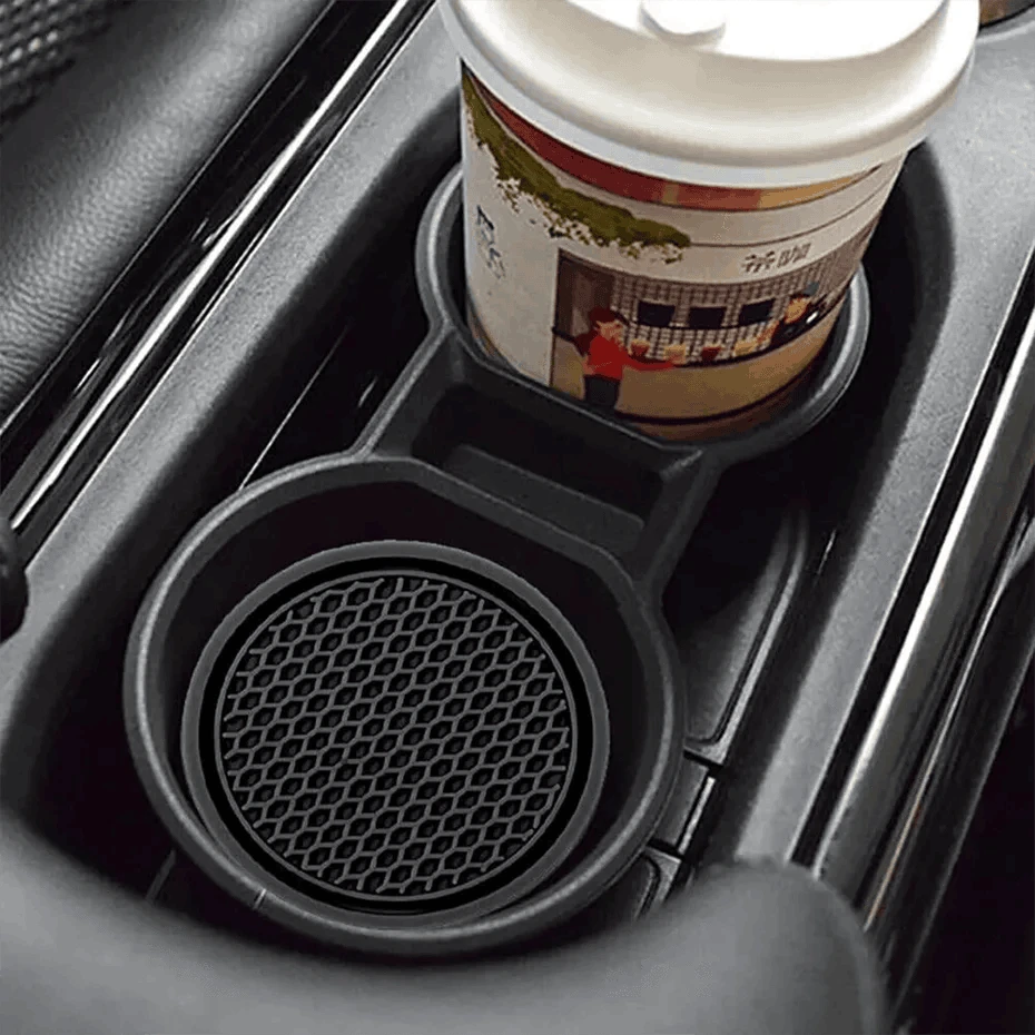 2-Piece Universal Anti-Slip Car Cup Coasters, 7 cm, TPU, Waterproof-black