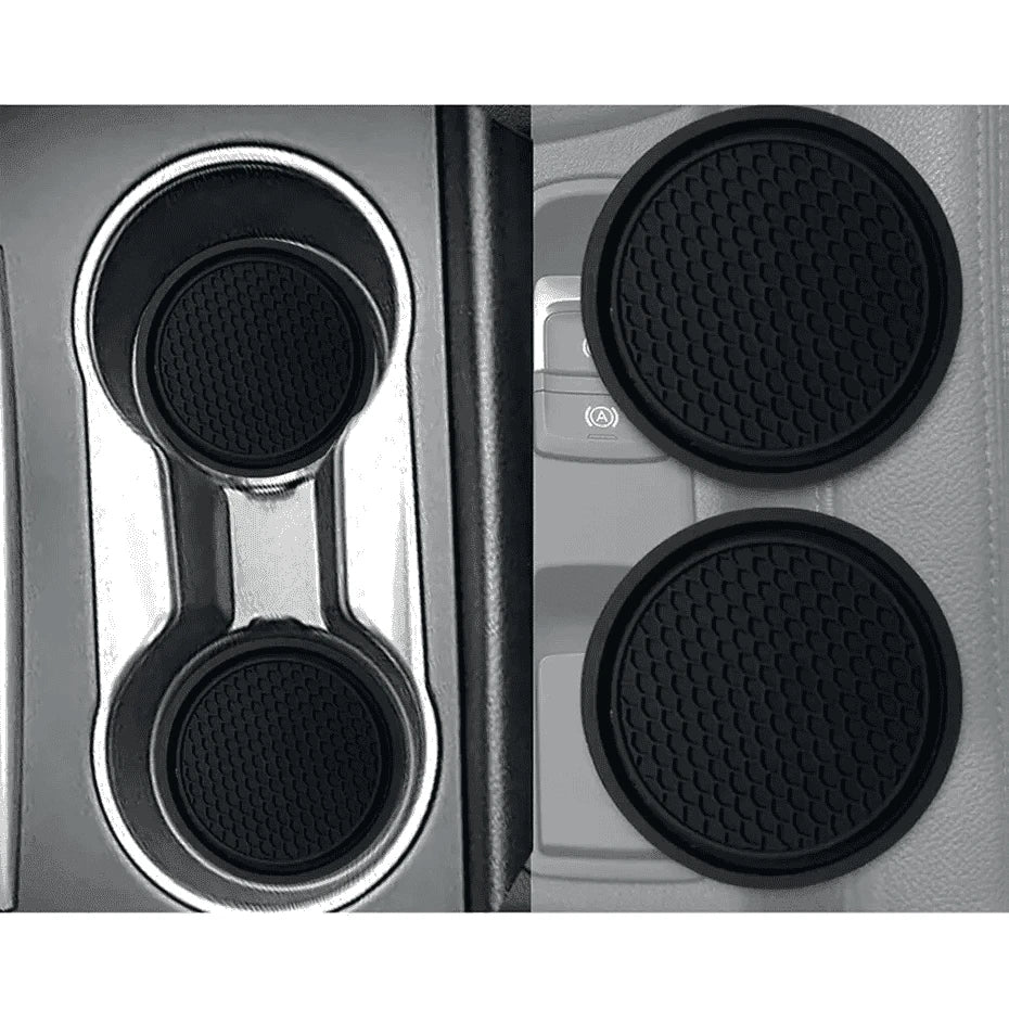 2-Piece Universal Anti-Slip Car Cup Coasters, 7 cm, TPU, Waterproof-black
