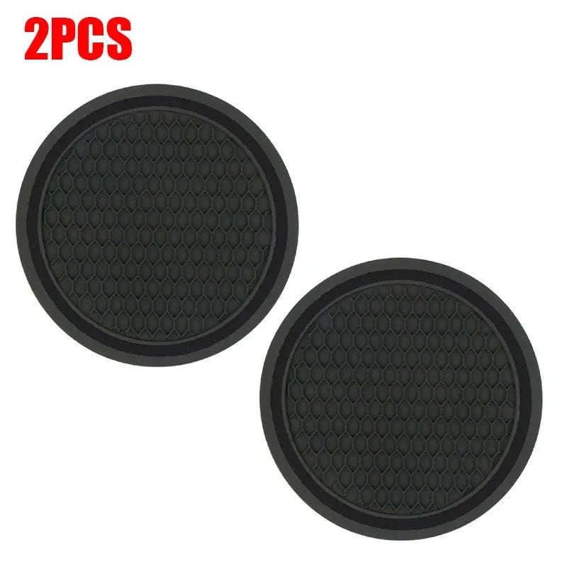 2-Piece Universal Anti-Slip Car Cup Coasters, 7 cm, TPU, Waterproof-black